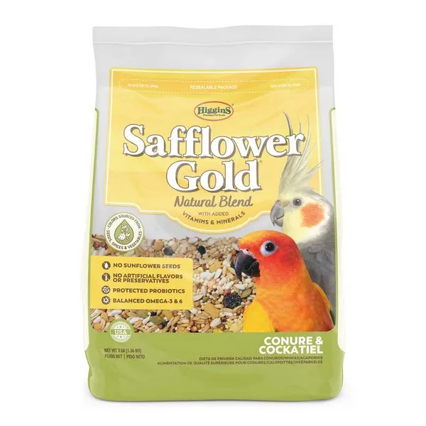 3 Lb Higgins Safflower Gold Natural Conure/Cockatiel - Food